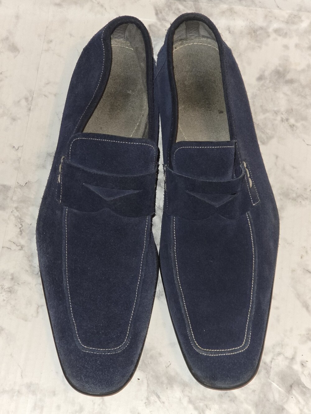 Magnanni Men's Navy Suede Slip-On Loafers 10